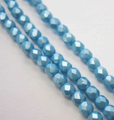 Czech Fire Polished Beads - 3mm - Pastel Aqua (50)