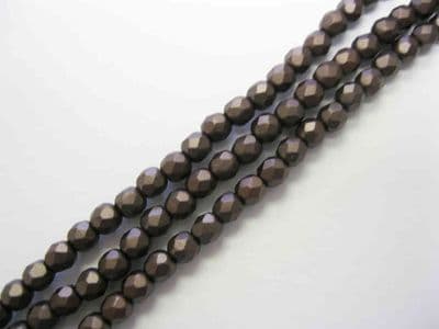 Czech Fire Polished Beads - 3mm - Pastel Dark Brown/Bronze (50)