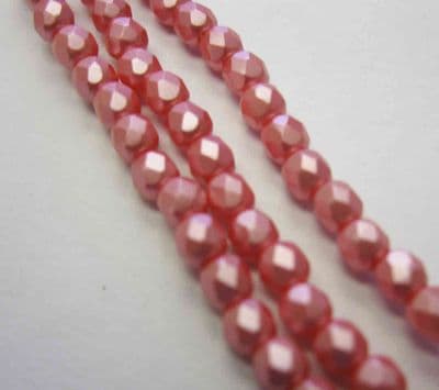 Czech Fire Polished Beads - 3mm - Pastel Light Coral (50)