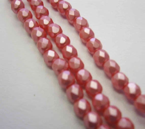 Czech Fire Polished Beads - 3mm - Pastel Light Coral (50)