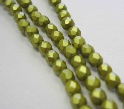 Czech Fire Polished Beads - 3mm - Pastel Lime (50)