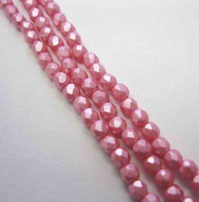 Czech Fire Polished Beads - 3mm - Pastel Pink (50)