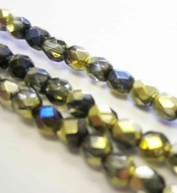 Czech Fire Polished Beads - 4mm - Crystal California Blue (50)