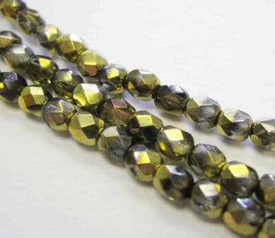 Czech Fire Polished Beads - 4mm - Crystal California Nights (50)
