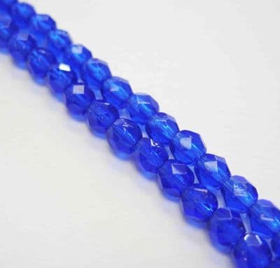 Czech Fire Polished Beads - 4mm - Dark Sapphire (50)