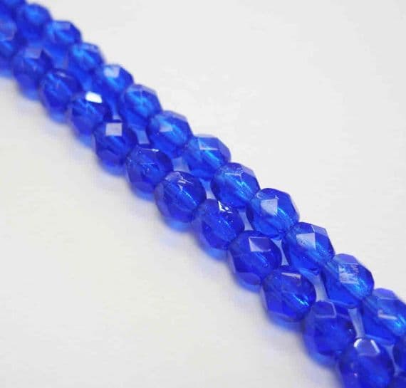 Czech Fire Polished Beads - 4mm - Dark Sapphire (50)