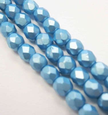 Czech Fire Polished Beads - 4mm - Pastel Aqua (50)