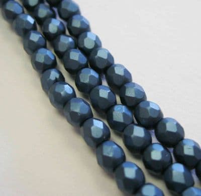 Czech Fire Polished Beads - 4mm - Pastel Petrol (50)
