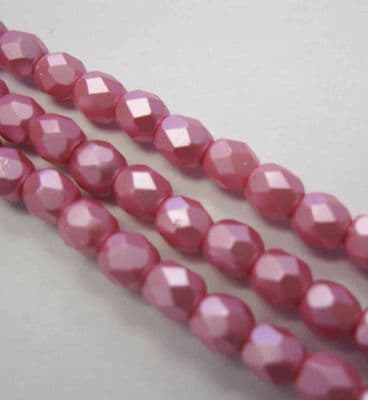 Czech Fire Polished Beads - 4mm - Pastel Pink (50)