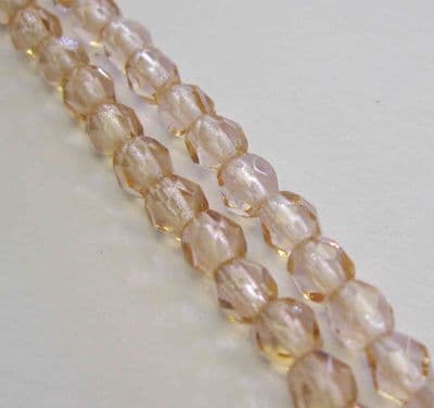 Czech Fire Polished Beads - 4mm - Rosaline/Peach (50)