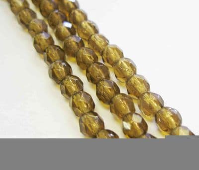 Czech Fire Polished Beads - 4mm - Smoked Topaz (50)