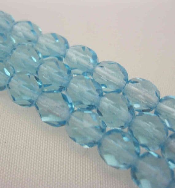Czech Fire Polished Beads 6mm Aqua (25)