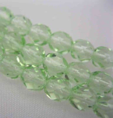 Czech Fire Polished Beads - 6mm - Light Green (25)