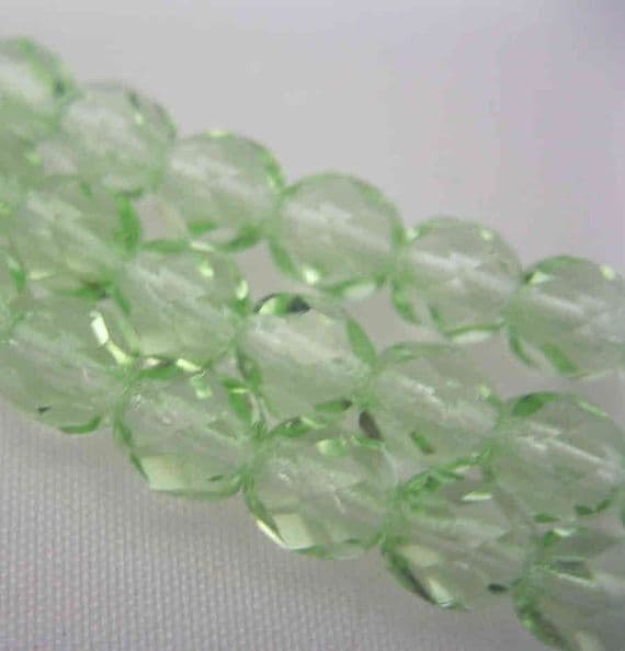 Czech Fire Polished Beads 6mm Light Green (25)