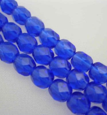 Czech Fire Polished Beads - 6mm - Royal Blue(25)
