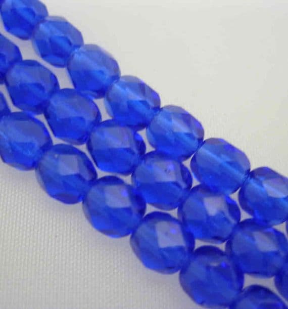 Czech Fire Polished Beads 6mm Royal Blue (25)