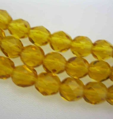 Czech Fire Polished Beads - 6mm - Topaz (25)
