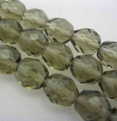 Czech Fire Polished Beads - 8mm - Black Diamond (25)