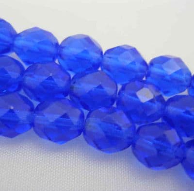 Czech Fire Polished Beads - 8mm - Dark Sapphire (25)