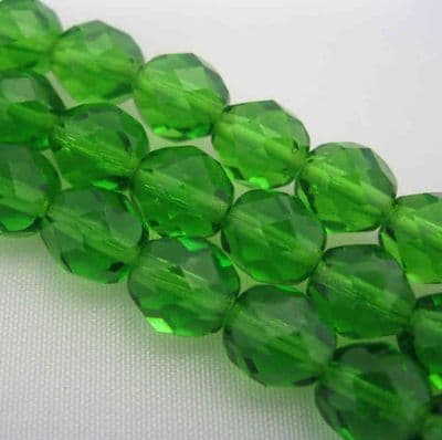 Czech Fire Polished Beads - 8mm - Green (25)