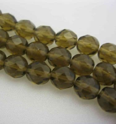 Czech Fire Polished Beads - 8mm - Smoke Topaz (25)