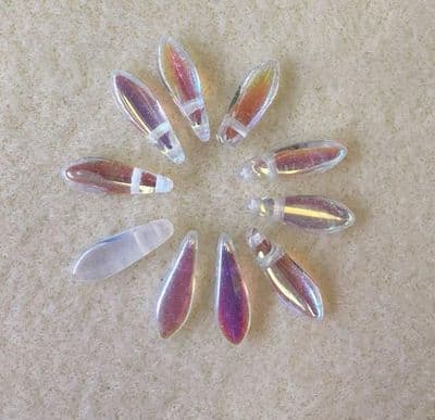 CzechMates Dagger Beads Crystal AB 5x16mm (10)