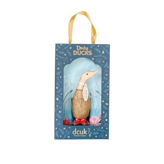 DCUK Dinky Ducks Natural Welly Spotted Boxed - Red