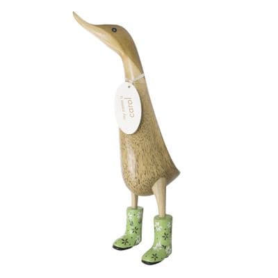 DCUK Natural Welly Ducklet With Green Floral Welly Boots