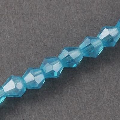 Deep Sky Blue  4mm Faceted Glass Bicone