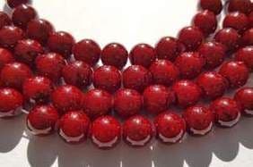 Drawbench Round 8mm Black Flecked Glass Bead Strand - Claret Red (25)
