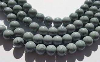 Drawbench Round 8mm Black Flecked Glass Bead Strand - Grey (25)