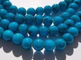Drawbench Round 8mm Black Flecked Glass Bead Strand - Turquoise (25)