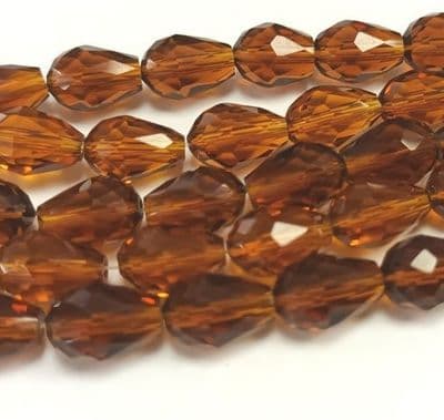 Drop Glass Beads 11x8mm Brown (15 beads)