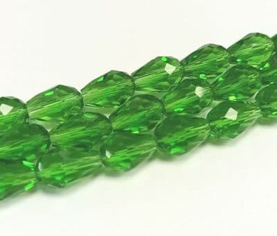 Drop Glass Beads 11x8mm Green (15 beads)
