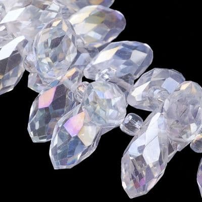Drop Glass Beads 13x6mm Clear AB Electroplated side drilled (25 beads)