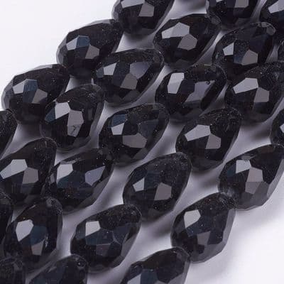Drop Glass Beads 15x10mm Black (10 beads)