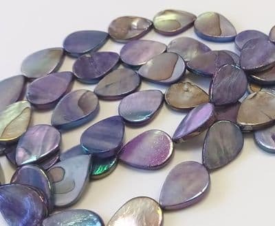 Dyed Freshwater AB Colour Teardrop Shell Beads Purple (10) 17.5x13x2.5mm