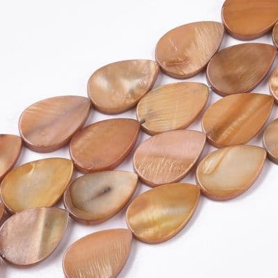 Dyed Freshwater Teardrop Shell Beads Orange (9) 19.5x13x4mm