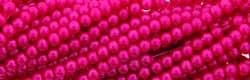 Dyed Round Glass Pearl Beads - 3mm (over 100) - Bright Rose