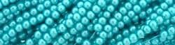 Dyed Round Glass Pearl Beads - 3mm (over 100) - Bright Turquoise