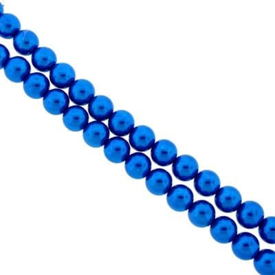 Dyed Round Glass Pearl Beads - 3mm (over 100) - Capri Blue
