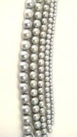 Dyed Round Glass Pearl Beads - 6mm  (38 beads) - Light Grey