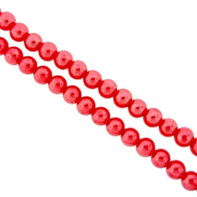 Dyed Round Glass Pearl Beads - 8mm (27 beads) - Coral