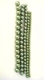 Dyed Round Glass Pearl Beads - 8mm (27 beads) - Khaki
