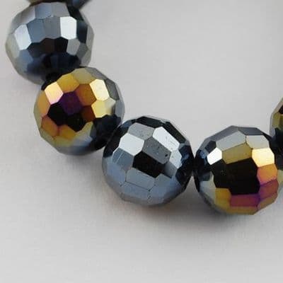 Electroplate AB Faceted Black 6mm Glass Beads (30)
