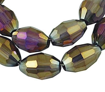 Electroplate Glass Beads Oval Rice Shape with AB plate - 4x6mm (35 beads) - Blackcurrant Granite