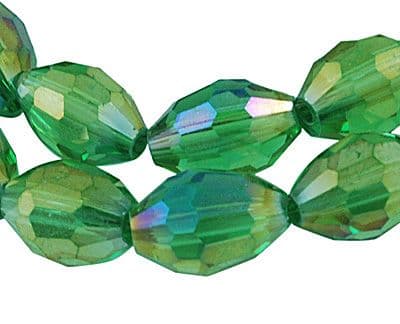 Electroplate Glass Beads Oval Rice Shape with AB plate - 4x6mm (35 beads) - green