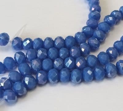 Electroplate Glass Rondelle 6x4mm Beads - Cornflower Blue (18)