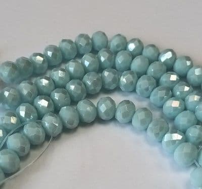 Electroplate Glass Rondelle 6x4mm Beads - Ice Blue (18)