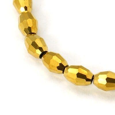 Electroplate Gold Rice Glass Beads